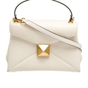 Valentino Cream Satchel with Gold Hardware